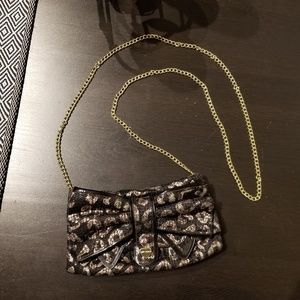 Betsy Johnson mini crossbody, sequin cheetah print